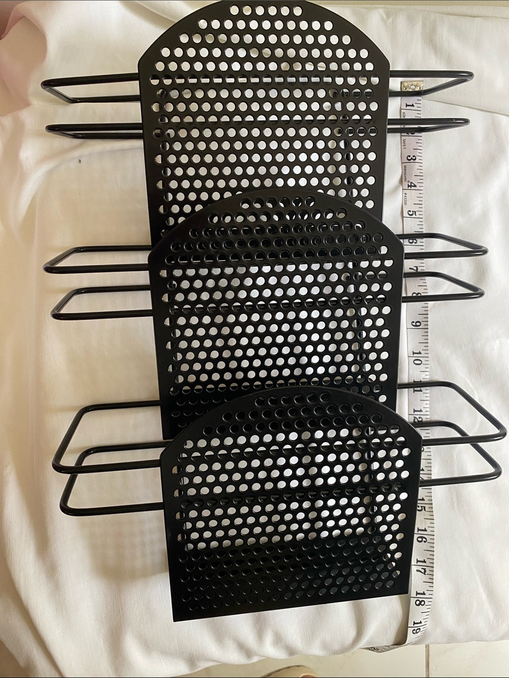 Black Perforated Metal Wall Organizer Rack - Set of 3